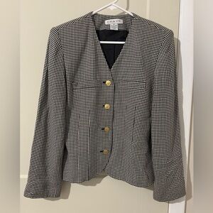 Women’s Chaus Vintage Black and White Long Sleeve Blazer with Gold Buttons